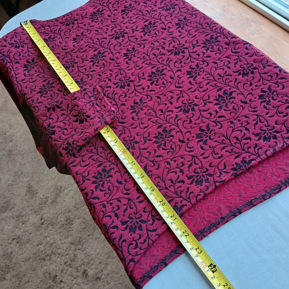 Rabbit Designs Vintage 80s Floral Blouse 10M long sleeve red black shoulder pads - Picture 14 of 16